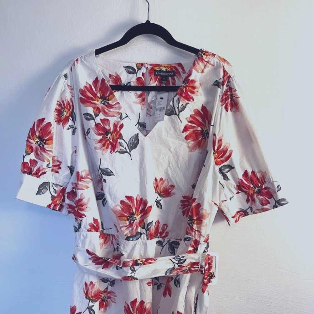 NWT Lane Bryant 22 Belted V Neck Floral Peplum‎ Top